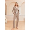 Ekouaer Women’s Pajamas Long Sleeve Loungewear Casual Button Down Pjs | Soft Sleepwear,Notch Collar,Elastic Waist Pants with Side Pockets,Adjustable Drawstring,Pajama Party,Maternity,Postpartum(Light Brown)