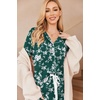 Ekouaer Women’s Pajamas Long Sleeve Loungewear Casual Button Down Pjs | Soft Sleepwear,Notch Collar,Elastic Waist Pants with Side Pockets,Adjustable Drawstring,Pajama Party,Maternity,Postpartum(Green Floral)