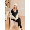 Ekouaer Women’s Pajamas Long Sleeve Loungewear Casual Button Down Pjs | Soft Sleepwear,Notch Collar,Elastic Waist Pants with Side Pockets,Adjustable Drawstring,Pajama Party,Maternity,Postpartum(Black)