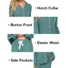 Ekouaer Women’s Pajamas Long Sleeve Loungewear Casual Button Down Pjs | Soft Sleepwear,Notch Collar,Elastic Waist Pants with Side Pockets,Adjustable Drawstring,Pajama Party,Maternity,Postpartum(Green)