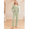 Ekouaer Women’s Pajamas Long Sleeve Loungewear Casual Button Down Pjs | Soft Sleepwear,Notch Collar,Elastic Waist Pants with Side Pockets,Adjustable Drawstring,Pajama Party,Maternity,Postpartum(Light Green)