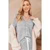 Ekouaer Women’s Pajamas Long Sleeve Loungewear Casual Button Down Pjs | Soft Sleepwear,Notch Collar,Elastic Waist Pants with Side Pockets,Adjustable Drawstring,Pajama Party,Maternity,Postpartum(Light Grey)