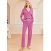 Ekouaer Women’s Pajamas Long Sleeve Loungewear Casual Button Down Pjs | Soft Sleepwear,Notch Collar,Elastic Waist Pants with Side Pockets,Adjustable Drawstring,Pajama Party,Maternity,Postpartum(Rosy)