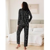 Ekouaer Women’s Pajamas Long Sleeve Loungewear Casual Button Down Pjs | Soft Sleepwear,Notch Collar,Elastic Waist Pants with Side Pockets,Adjustable Drawstring,Pajama Party,Maternity,Postpartum(Black With Stars)