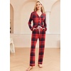 Ekouaer Women’s Pajamas Long Sleeve Loungewear Casual Button Down Pjs | Soft Sleepwear,Notch Collar,Elastic Waist Pants with Side Pockets,Adjustable Drawstring,Pajama Party,Maternity,Postpartum(Christmas Plaid)