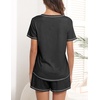 Ekouaer Women’s Pajamas Sets Short Sleeve Pjs Two Piece Sleepwear Casual Lounge Sets With Pockets(Black)