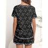 Ekouaer Women’s Pajamas Sets Short Sleeve Pjs Two Piece Sleepwear Casual Lounge Sets With Pockets(Black Cat)