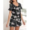 Ekouaer Women’s Pajamas Sets Short Sleeve Pjs Two Piece Sleepwear Casual Lounge Sets With Pockets(Black Floral)