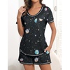 Ekouaer Women’s Pajamas Sets Short Sleeve Pjs Two Piece Sleepwear Casual Lounge Sets With Pockets(Black Moon)