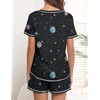 Ekouaer Women’s Pajamas Sets Short Sleeve Pjs Two Piece Sleepwear Casual Lounge Sets With Pockets(Black Moon)