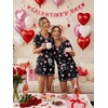 Ekouaer Women’s Pajamas Sets Short Sleeve Pjs Two Piece Sleepwear Casual Lounge Sets With Pockets(Black Pink Heart)