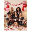 Ekouaer Women’s Pajamas Sets Short Sleeve Pjs Two Piece Sleepwear Casual Lounge Sets With Pockets(Black Pink Heart)