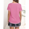 Ekouaer Women’s Pajamas Sets Short Sleeve Pjs Two Piece Sleepwear Casual Lounge Sets With Pockets(Black Pink Plaid)