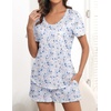 Ekouaer Women’s Pajamas Sets Short Sleeve Pjs Two Piece Sleepwear Casual Lounge Sets With Pockets(Blue Butterfly)