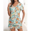 Ekouaer Women’s Pajamas Sets Short Sleeve Pjs Two Piece Sleepwear Casual Lounge Sets With Pockets(Blue Floral)