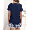 Ekouaer Women’s Pajamas Sets Short Sleeve Pjs Two Piece Sleepwear Casual Lounge Sets With Pockets(Blue White Plaid)