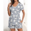 Ekouaer Women’s Pajamas Sets Short Sleeve Pjs Two Piece Sleepwear Casual Lounge Sets With Pockets(Cat)