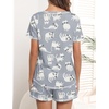 Ekouaer Women’s Pajamas Sets Short Sleeve Pjs Two Piece Sleepwear Casual Lounge Sets With Pockets(Cat)