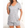 Ekouaer Women’s Pajamas Sets Short Sleeve Pjs Two Piece Sleepwear Casual Lounge Sets With Pockets(Coffee Cup)