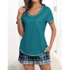 Ekouaer Women’s Pajamas Sets Short Sleeve Pjs Two Piece Sleepwear Casual Lounge Sets With Pockets(Green Plaid)