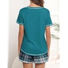 Ekouaer Women’s Pajamas Sets Short Sleeve Pjs Two Piece Sleepwear Casual Lounge Sets With Pockets(Green Plaid)