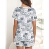 Ekouaer Women’s Pajamas Sets Short Sleeve Pjs Two Piece Sleepwear Casual Lounge Sets With Pockets(Grey Cat)