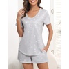 Ekouaer Women’s Pajamas Sets Short Sleeve Pjs Two Piece Sleepwear Casual Lounge Sets With Pockets(Grey Star)