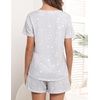 Ekouaer Women’s Pajamas Sets Short Sleeve Pjs Two Piece Sleepwear Casual Lounge Sets With Pockets(Grey Star)