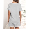 Ekouaer Women’s Pajamas Sets Short Sleeve Pjs Two Piece Sleepwear Casual Lounge Sets With Pockets(Grey Stripe)