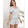 Ekouaer Women’s Pajamas Sets Short Sleeve Pjs Two Piece Sleepwear Casual Lounge Sets With Pockets(Grey Stripe)