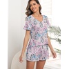 Ekouaer Women’s Pajamas Sets Short Sleeve Pjs Two Piece Sleepwear Casual Lounge Sets With Pockets(Leaf)