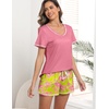 Ekouaer Women’s Pajamas Sets Short Sleeve Pjs Two Piece Sleepwear Casual Lounge Sets With Pockets(Peach Pink Floral)