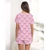 Ekouaer Women’s Pajamas Sets Short Sleeve Pjs Two Piece Sleepwear Casual Lounge Sets With Pockets(Pink Bow)
