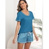 Ekouaer Women’s Pajamas Sets Short Sleeve Pjs Two Piece Sleepwear Casual Lounge Sets With Pockets(Plaid Blue White)