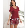 Ekouaer Women’s Pajamas Sets Short Sleeve Pjs Two Piece Sleepwear Casual Lounge Sets With Pockets(Red Floral)