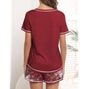 Ekouaer Women’s Pajamas Sets Short Sleeve Pjs Two Piece Sleepwear Casual Lounge Sets With Pockets(Red Floral)