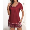 Ekouaer Women’s Pajamas Sets Short Sleeve Pjs Two Piece Sleepwear Casual Lounge Sets With Pockets(Red Floral)