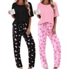 Ekouaer 2 Pack Womens Pajamas Sets Short Sleeve Long Pants Pjs Lounge Set | Comfy Soft Crew Neck Sleepwear with Pockets,Casual Printed Matching Sets for Daily Wear,Gifts,Mom,Friend,Maternity(Black Butterfly/Pink Butterfly)