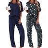 Ekouaer 2 Pack Womens Pajamas Sets Short Sleeve Long Pants Pjs Lounge Set | Comfy Soft Crew Neck Sleepwear with Pockets,Casual Printed Matching Sets for Daily Wear,Gifts,Mom,Friend,Maternity(Dark Grey Stars/Navy)