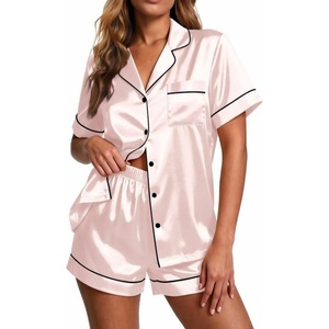 Ekouaer Pajamas for Women Set Silk Satin Pjs 2 Piece Button Down Sleepwear | Classic Notch Collar Pjs,Soft Casual Sleepwear,Loungewear Top and Shorts for Bridal Gifts,Daily Wear,Party,Vacation(Champagne)