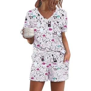 Ekouaer Women’s Pajamas Sets Short Sleeve Pjs Two Piece Sleepwear Casual Lounge Sets With Pockets(Dog)