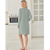 Ekouaer Long Sleeve Nightgowns for Women V Neck Ribbed Knit Sleepwear S-3XL | Soft Cozy Stretchy Sleepshirt Loose Fit House Dress for Sleep, Home, Casual Time, Going Out, Party(Light Green)