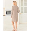 Ekouaer Long Sleeve Nightgowns for Women V Neck Ribbed Knit Sleepwear S-3XL | Soft Cozy Stretchy Sleepshirt Loose Fit House Dress for Sleep, Home, Casual Time, Going Out, Party(Tea Grey)
