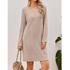 Ekouaer Long Sleeve Nightgowns for Women V Neck Ribbed Knit Sleepwear S-3XL | Soft Cozy Stretchy Sleepshirt Loose Fit House Dress for Sleep, Home, Casual Time, Going Out, Party(Tea Grey)
