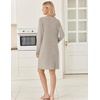 Ekouaer Long Sleeve Nightgowns for Women V Neck Ribbed Knit Sleepwear S-3XL | Soft Cozy Stretchy Sleepshirt Loose Fit House Dress for Sleep, Home, Casual Time, Going Out, Party(Khaki)