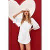 Ekouaer Silk Nightgown for Woman Satin Women’s Nightgown Pajamas Button Down Sleepshirt Sexy Night Shirts 3/4 Sleeve S-XXL(White)