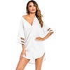Ekouaer Silk Nightgown for Woman Satin Women’s Nightgown Pajamas Button Down Sleepshirt Sexy Night Shirts 3/4 Sleeve S-XXL(White)
