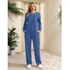 Ekouaer 2 Piece Sets for Women Lounge Set Airport Fall Travel Outfits 2026 | Pleated Top, Long Sleeve, Wide Leg Pants, Casual Tracksuit Matching Sets, Cozy Sweatsuits Vacation Fashion Women Clothing(Classic Blue)