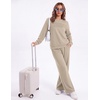 Ekouaer 2 Piece Sets for Women Lounge Set Airport Fall Travel Outfits 2026 | Pleated Top, Long Sleeve, Wide Leg Pants, Casual Tracksuit Matching Sets, Cozy Sweatsuits Vacation Fashion Women Clothing(Moon Grey)