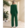 Ekouaer 2 Piece Sets for Women Lounge Set Airport Fall Travel Outfits 2026 | Pleated Top, Long Sleeve, Wide Leg Pants, Casual Tracksuit Matching Sets, Cozy Sweatsuits Vacation Fashion Women Clothing(Forest Green)